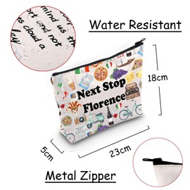 JXGZSO Florence Trip Gift Next Stop Florence Makeup Bag Italy Trip Gift Italia Travel Cosmetic Bag Florence City Lover Gift, Next Stop Florence