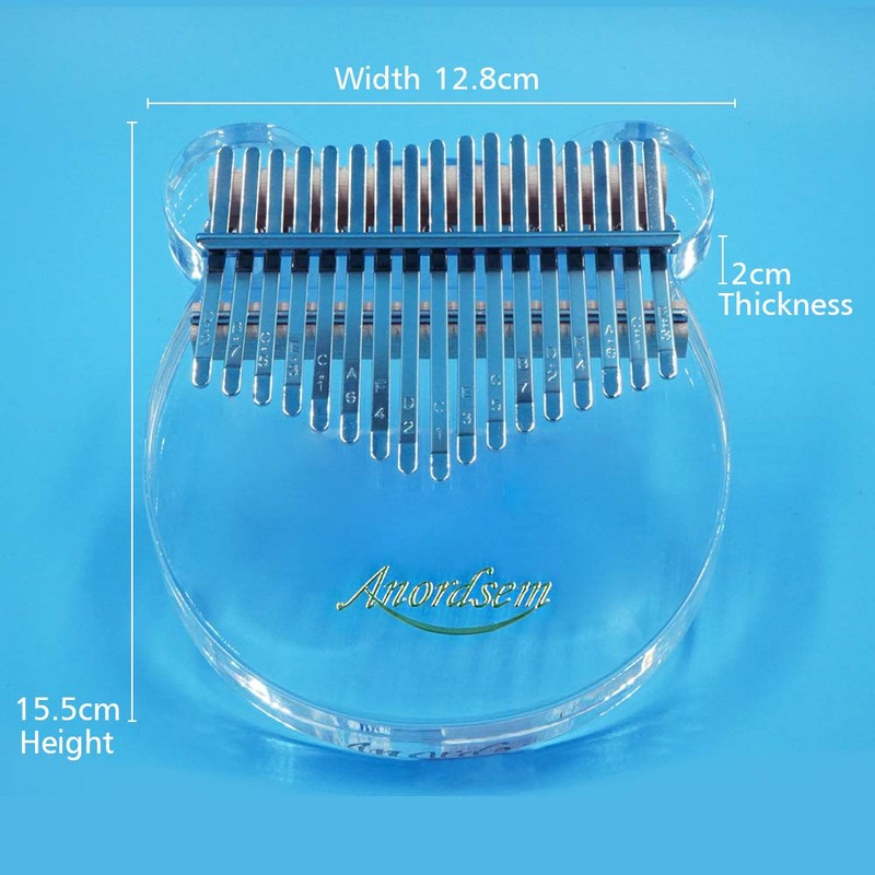Anordsem 17 Key Kalimba Thumb Piano Clear Acrylic Material Bear