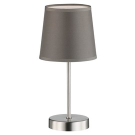 WOFI table lamp Cesena 1-flame, gray, Ø approx. 14 cm, height approx. 31 cm, fabric shade 832401500000