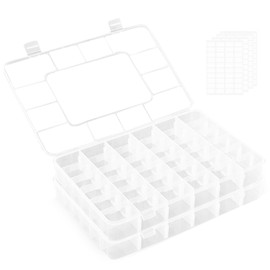 UOSIWYA Pack of 2 Sorting Boxes for Small Parts, Storage Box, 36 Compartments, Plastic Sorting Box with Lid, Small Parts Organiser for Beads, Screws, Crafts, Fishing Accessories, Seeds