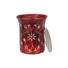 NKlaus Räucherstövchen 9x7,6cm rot – Speckstein mit Räuchersieb & Gravur, stilvoll & handgefertigt, für Harze, Kräuter, Deko, Yoga & Aromatherapie 16681