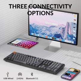 Keychron K10 Max Wireless Custom Mechanical Keyboard, 100% Layout QMK 2.4 GHz Bluetooth Wired White Backlit PBT Keycaps 108 Keys Compatible with Mac Windows Linux