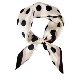 MEISEE 100% Pure Mulberry Silk Scarf 21" Square Scarf Neckerchief Headscarf Breathable Lightweight for Women Gift Packed (M3 Black Dot)