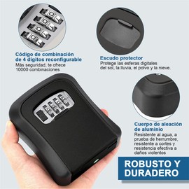 CHENGBAO Caja Paras Llave con Codigo，Protección contra Explosiones Y Golpes Guarda Llaves para Exterior，Caja de Seguridad Llaves Empotrable en Pared，Almacenamiento Multifuncional Seguro(Negro)