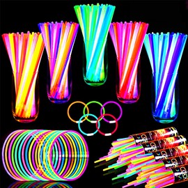 TURNMEON 500 Pack Ultra Bright Glow Sticks Bulk Party Pack Glow In The Dark Party Supplies Glow Sticks Necklaces Bracelets with Connectors 8" Glow stick Light Up Toy Birthday Wedding Pool Halloween