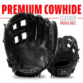 Franklin Sports CTZ5000 Baseball Fielding Glove - Men's Adult + Youth Baseball Mitt - Black Cowhide Leather Infield + Outfield Glove - Right Hand Throw - 12.5" H-Web