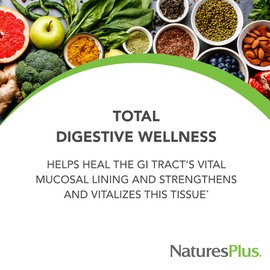 NaturesPlus GI Natural Total Digestive Wellness - 90 Bi-Layered Tablets, Pack of 2 - with L-Glutamine, Probiotics, Prebiotics & Enzymes - Gluten Free - 60 Total Servings