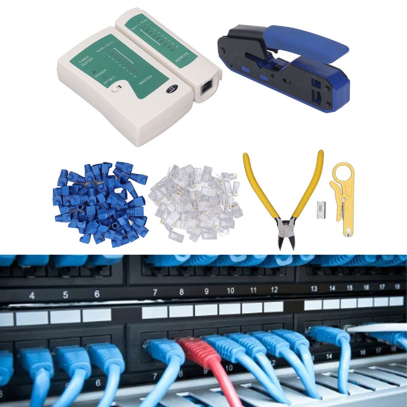 RJ45 Crimping Tool Kit Stripping Pliers 8P8C Crystal Head Network