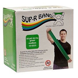 FEI 10-6323 Sup-R Latex Free Exercise Band Roll, Medium, 50 yd. Length, Green