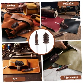 DOITOOL 2pcs Leather Edge Burnisher Tool Ergonomic Wooden Handle for Leather Craft Projects Durable and Polishing Stick for DIY Leatherwork and Handicrafts
