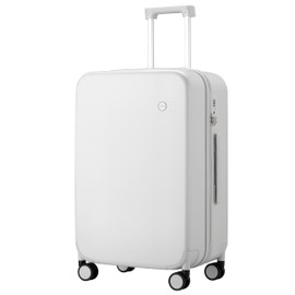 mixi Upgrade Luggage Suitcases with Spinner Wheels, Hardside Rolling Suitcase PC with TSA Lock Travel Case 24in Checked in, Fine Grid Smoke White