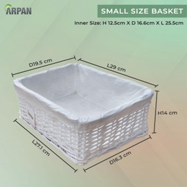 White Wicker Basket Kids Bedroom Bathroom Living Room Kitchen With White Lining, By Arpan (Pack of 4 (W29xD18xH14cm Approx))