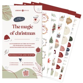 Lebenskompass Christmas Stickers - Set of 500+ Stickers for Gifts, Cards & DIY Projects - High Quality Decorative Stickers Christmas for Festive Crafts