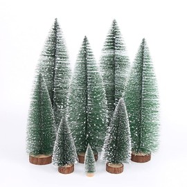 Pack of 9 Artificial Christmas Tree, Mini Christmas Tree Table Decoration, Christmas Decoration, Christmas Decoration, Christmas Ornaments for Christmas Party, DIY Crafts, Green, 15 cm, 20 cm, 25 cm