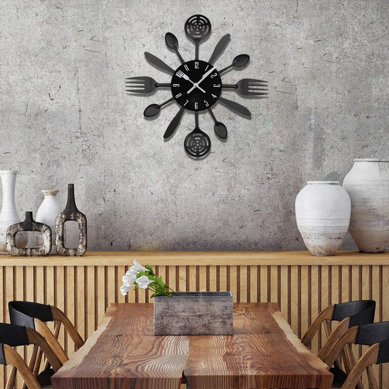 Timelike Kitchen Cutlery Wall Clock with Forks and Spoons for