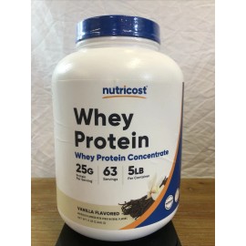 Nutricost Vanilla Flavored Whey Protein Concentrate 63 Servings 5LB