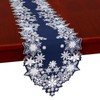 Simhomsen Towel Embroidered Snowflake Design Navy Blue and White Table