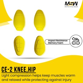 MOTOSTYLEWEAR - CE Level 2 Certified Armor Pads Pack of 4 Pieces l Level 2 Approved Knee and Hip Protectors for Women and Men Motorcycle Pants, CE-2 Approve Protective Pad Set.
