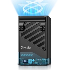 Grelife Portable Cooling Fan Personal Belt Fan  Waist Clip Fan USB Rechargeable - Black