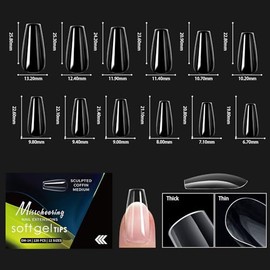 Uñas postizas de gel Almendra Forma Media Uñas de verano, 150Pzs Uñas postizas blandas preformadas transparentes para uñas postizas de gel Esmalte de 