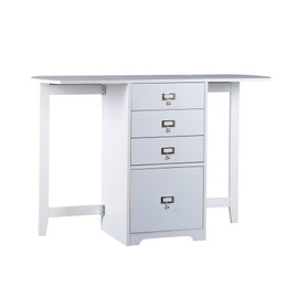 SEI Furniture Fold Out Organizer & Craft Desk - Convertible Folding Desktop - White Finish