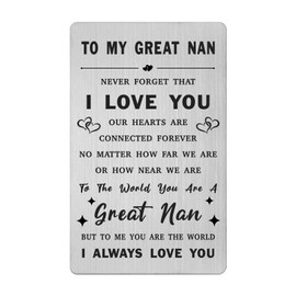 Gezxin Great Nan Mothers Day Card- Great Nan Birthday Gifts from Grandchildren- I Love My Great Nan Easter Christmas Xmas Wedding Valentines Thanksgiving Day Presents