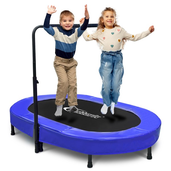 Nattork 56" Kids Trampoline Indoor, Double Trampoline with Adjustable Handle