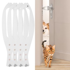 TGIOW Cat Door Latch, 4 Pcs Flex Latch Cat Door Holder, Cat Door Stopper to Keep Dog Out of Litter Boxes and Food, 5 Adjustable Size Strap 2.5-6" Wide, No Measuring, Easy to Install, White