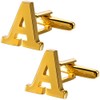 A-Z Initial Cufflink for Men, Classic 18k Gold Silver Black