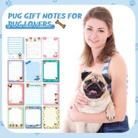 Chiisong 12 Pieces Pug Puppies Sticky to Do List Dog Sticky Notes Puppy Lover Gifts 3 x 4 Inch Adhesive Notepad for Memo Reminder Journal Studying Home Gift Office Decor Accessories