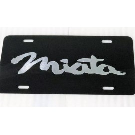 BLVD MAZDA MIATA LOGO Car Tag Diamond Etched on Black Aluminum License Plate