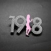 ALPHA Letter Sorority 1908 Girl Rhinestone Metal Brooch White Imitation
