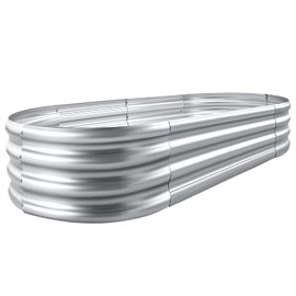 Land Guard Galvanized Raised Garden Bed Kit, Galvanized Planter Garden Boxes Outdoor, Oval Large Metal Raised Garden Beds for Vegetables…………