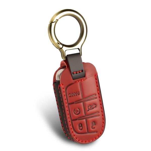 for Jeep Leather Key Fob Cover with Keychain,Leather Key Case