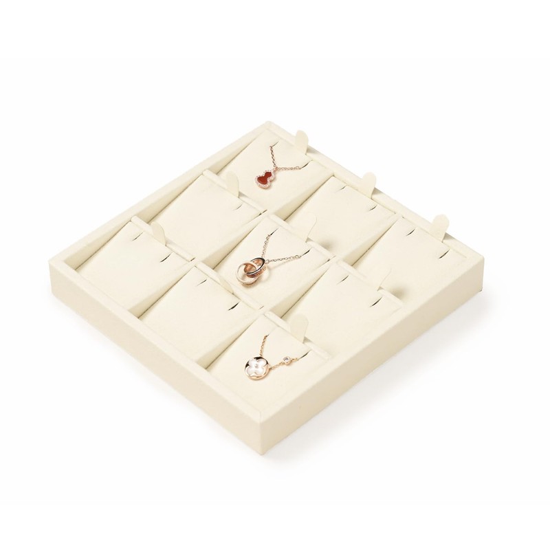 Oirlv Microfiber 9 Slots Jewelry Pendant Display Tray Jewelry Necklace