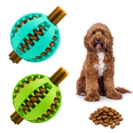 Happy Companion | Dog Treat Ball Dispenser | Interactive Natural Rubber Toy for Boredom, Physical & Mental Stimulation, for Medium Sized Dogs (Medium 7cm 2.7in, BLUE, GREEN 2 Pack)