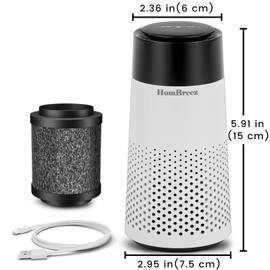 HomBreez Car Air Purifier, Quiet Portable Air Purifier for Car, School, Home, Office, HEPA Filter for Dust, Pollen, Smoke, Pet Dander, White(A10)