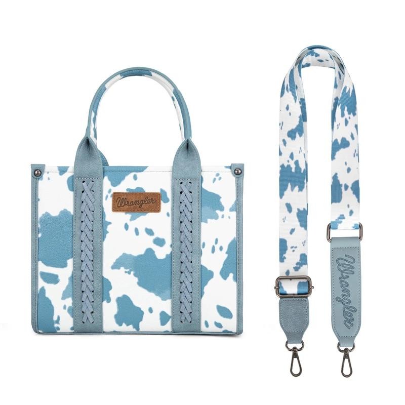 Wrangler Dreamy Cow Print Concealed Carry Tote/Crossbody:_Tan