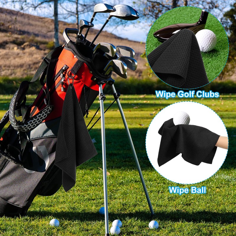 PATIKIL 50 x 40cm Tri-Fold Golf Towel 2 Pcs Microfiber