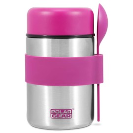 Polar Gear Insulated Food Flasks For Hot Food – Triple Layer Stainless Steel Hot Food Flask With Spoon – Keep Meals & Drinks Hot for 6 Hours & Cold for 6 Hours – Soup Flask For Work, School - Pink