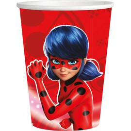 BeenSmile, Birthday Cups Miraculous, Ladybug Character Cups for Children's Parties, Children's Birthday Decoration, Party Supplies, 8 Units, 250 Ml