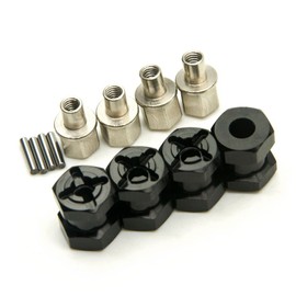 MOHERO RC Car 12mm Aluminum Alloy Wheel Hub Hex Drive Adaptor 15mm Offset for 1/10 RC Crawler Car SCX10 Wraith (Black)