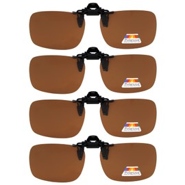 Eyekepper Flip-up Clip-on Sunglasses Polarized 60x43 MM 4-Pack Metal Glasses Clip Brown
