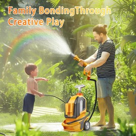 LITTCO Kids Manual Pressure Car Washer Toy - Realistic Pretend Play Cleaning Set with Scraper/Sponge/Towel - Role Play Educational Gift for Toddlers Boys & Girls Ages 3+