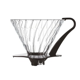 HARIO V60 Glass Coffee Filter Holder, Glass, Black, Size 3