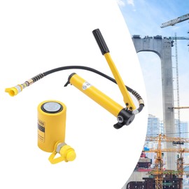 Split Hydraulic Jack with Pump and Oil Pipe Portable Steel Lifting Ram Tool Low Profile Hydraulic Bottle Jack for Railway Maintenance Mechanical Construction Installation (10T)
