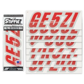 STIFFIE Techtron TT18 Boat PWC Letter Number Decal Registration RED SILVER