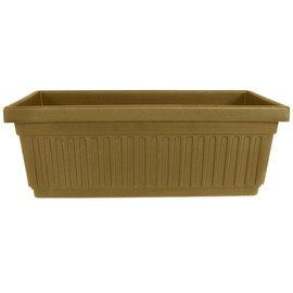 Venetian Flower Box Planter - The HC Companies 24-Inch Large Planter Boxes for Outdoor Flowers/Plants, Pairs w/ 24" Sandstone Venetian Saucer SVN24000A34 Sandstone (VNP24000A34)