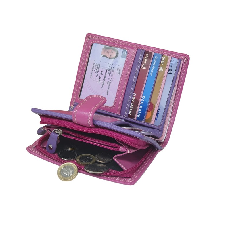 STARHIDE Womens RFID Blocking Compact Leather Multi Coloured Purse 5535