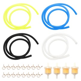 SacJkt Fuel Line Hose Kit, 4pcs Colorful High Temperature Resistant Petrol Pipe with 16 Hose Clamps and 4 Fuel Filters, Suitable for Motorcycle, Trucks, Cars, Scooter (1M)